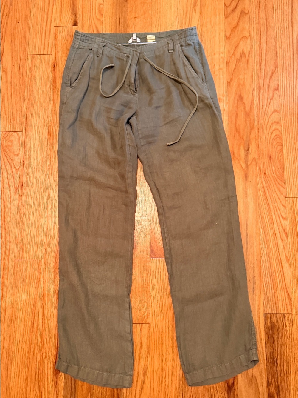 J Crew Drawstring Linen Blend Pants - green
